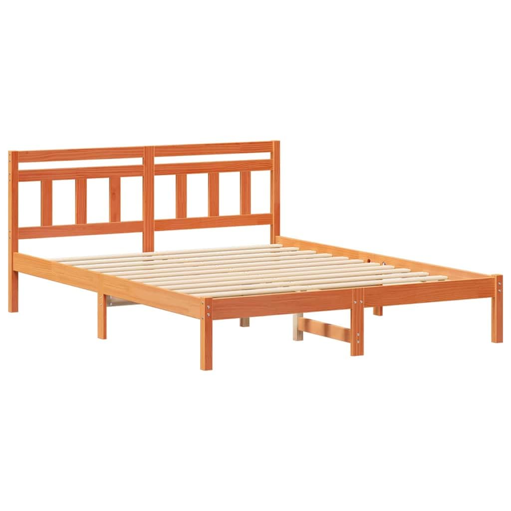Lite drewno sosnowe nowoczesna rama z wezgłowiem Brązowy 150 x 200 cm