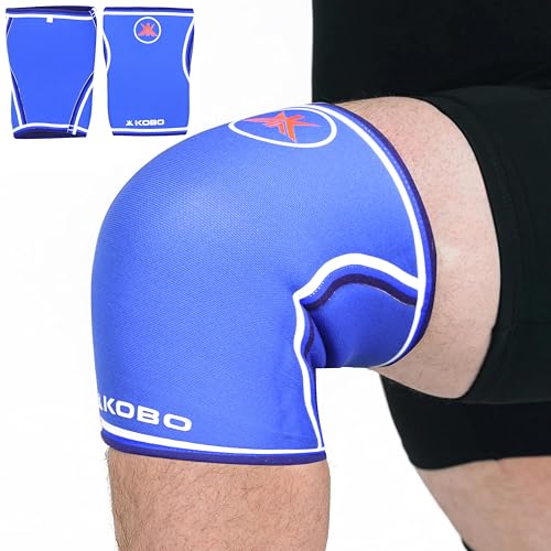 Image of Kobo 7mm Knee Cap Compression Support Knee Sleeves for Powerlifting Gym Squats Running Cycling Sports Jogging Workout Pain Relief (Material: Neoprene & Spandex)