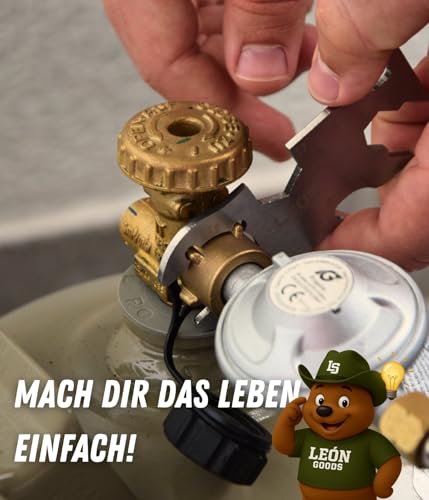 LEÓN Goods: Gasflaschenschlüssel mit Grillrost Anheber! Edelstahl Multitool mit Magnet. Gasflaschen Schlüssel mit 13,17 & 19er Schlüssel + Flaschenöffner!