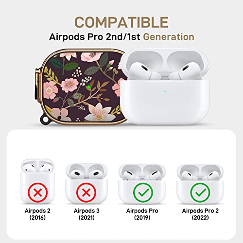 Image of Maxjoy for AirPods Pro 2nd /1st Generation Case with Lock, Cute AirPods Pro 2 Case Lock Protective Hard AirPod Pro Cover for Women Girly with Keychain for Airpod Pro (2023 /2022 /2019), Flower