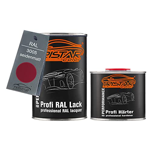 TRISTARcolor RAL 3005 Weinrot seidenmatt 2K Autolack 1,5 Liter / 1500 ml Dose inkl. Härter