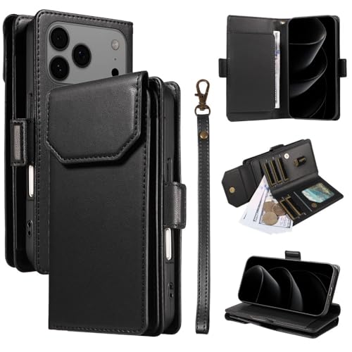 Étui portefeuille iPhone 14 Pro Max cuir noir pour vos sorties