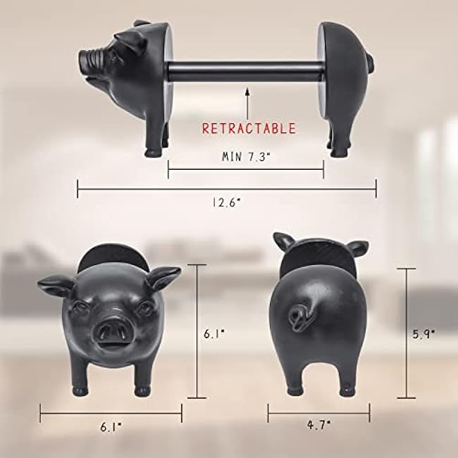 Black Pig Paper Towel Holder Farmhouse Paper Towel Holder, Rustic Country Decorative Standing Utensil for Kitchen, Vintage Animal Tissue Towel Display Stand,