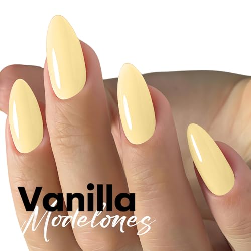 Image of modelones Pastel Yellow Gel Nail Polish Light Yellow Nail Poish Soak Off U V Nail Design Salon DIY Manicure 15 ML