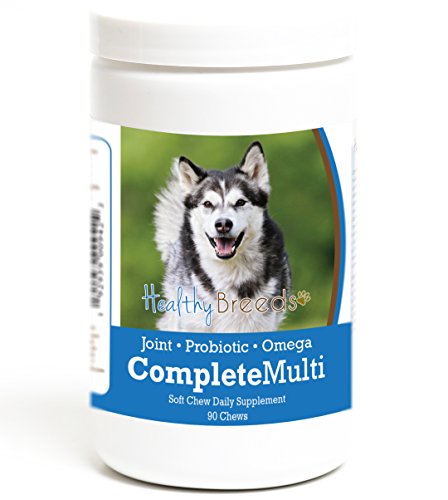 Healthy Breeds Alaskan Malamute All in One Multivitamin - Complete with Probiotics, Glucosamine, Chondroitin & Omegas - 90 Soft Chewy Treats