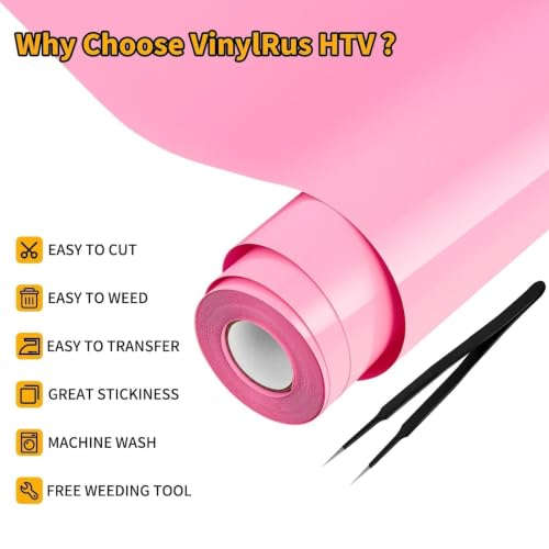 Image of VinylRus HTV Heat Transfer Vinyl Roll, Pink, 12 inch x 25FT