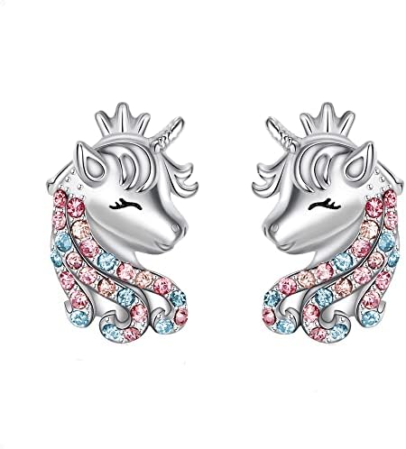 925 Sterling Silver Unicorn Stud Earrings Unicorns Gift Christmas...