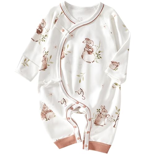 Image of BINIDUCKLING Newborn Kimono Side Snap & Tie Wrap Over Long Sleeve Romper with Mitten Cuffs