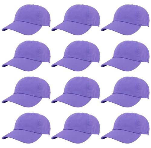 Image of Gelante Baseball Caps Hats 100% Cotton Plain Blank Adjustable Size Wholesale Bulk of 12 Pack