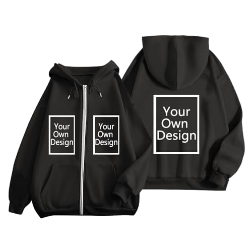 Image of Custom Jackets Design Your Own Full Zipper Hooded Sweatshirt Custom Sweatshirt T Shirts Add Your Own Text or Picture