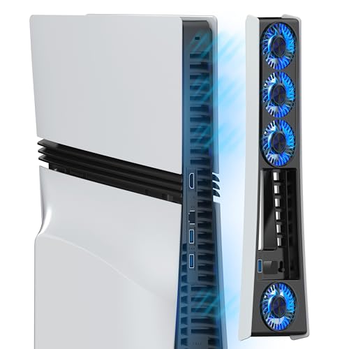 MEQI PS5 Pro Cooling Fan with LED & USB Hubs