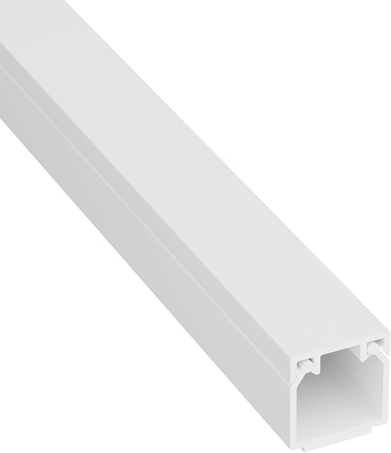 D-Line 16x16mm Cable Trunking, Self-Adhesive, Two-Piece Cable Cover, Paintable - 1x 16mm (W) x 16mm (H) x 1-meter Length - White