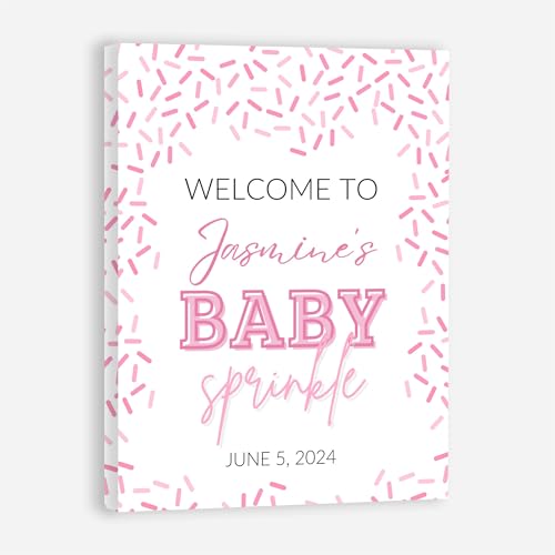 Personalized Baby Sprinkle Welcome Sign, Girl, Pink Welcome Poster, Décor Canvas