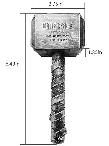 TUSNAKE Flesopener bieropener, Marvel Style Avengers Thor Hammer flesopener, Perfect voor bar en huishoudelijk gebruik… - Afbeelding 3