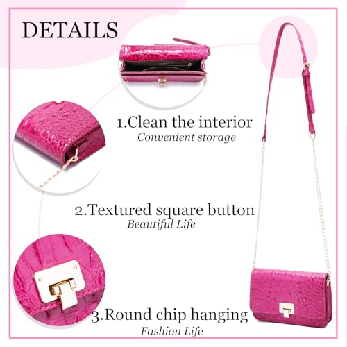 Image of Makcr Joacbv Small Crocodile Crossbody Cell Phone Purse for women Vegan Leather Clutch Wallet with Leather Shoulder Strap | Small