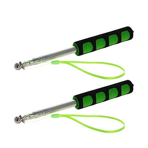 Image of Othmro 2Pcs Hollow Telescopic Teachers Pointer, Teaching Pointer Stick for Classroom, Metal Hand Retractable Pointer Extended Length 39.4 inch, Handheld Presenter Whiteboard Pointer (Green)