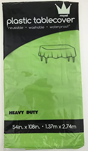 Royal 7 Pack Of:3 Plastic Table Cloth 54 X 108, Plastic Party Table Cover, Reusable Plastic Table Cloth, Disposable Rectangular Table Cover (Lime Green, 3) #TOP4