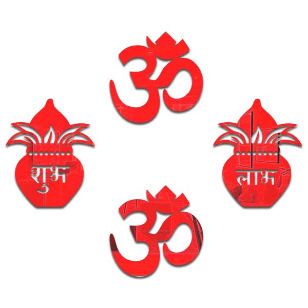 Chote Mote Seller - Kalash with 2set Om Decorative Mirror Stickers for Wall, Wall Mirror Stickers, Wall Stickers for Hall Room, Bed Room, Living Room Kids Room. (red) (B0D9RWDR73) Amazon Price History, Amazon Price Tracker