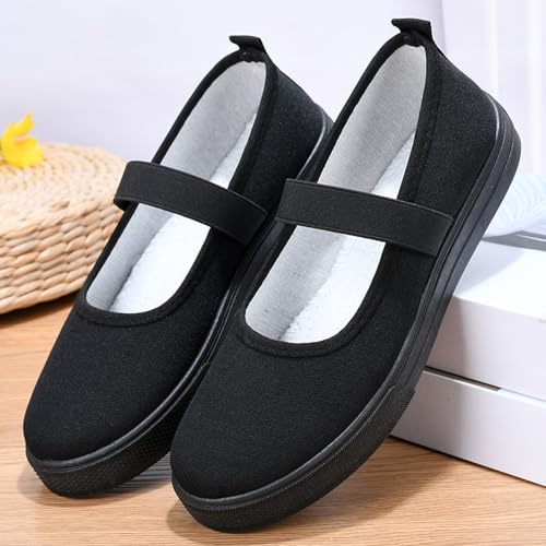 Women's Canvas Mary Jane Flats Shoes Round Toe Lightweight Orthotic Shoes with Arch Support Comfort Casual Nurse Work Flats4