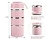 TiLeMiun 3 Layer Stackable Bento Lunch Box, Insulated Stainless Steel Compartment Lunch Container with Lunch Bag and Cutlerly BPA-Free (Pink)