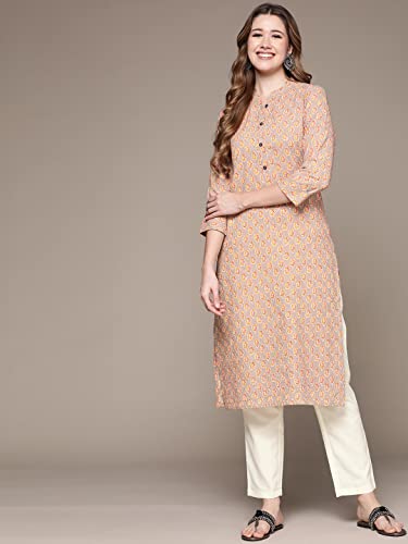 Image of anubhutee Women Ethnic Motifs Printed Woven Design Pure Cotton Kurti and Pant