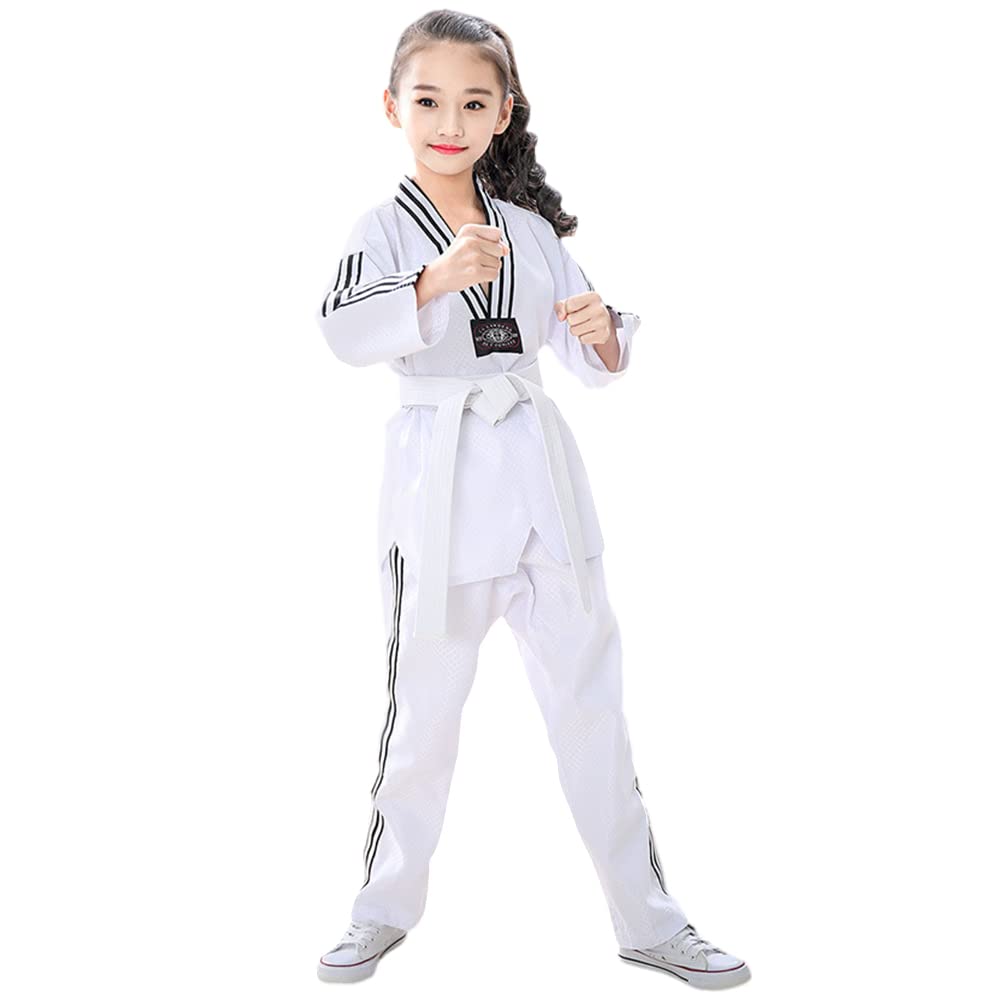 Kimono Karaté Enfant Garçon Confortable Professionnel Kimono Judo Fille Col en V Tenue de Taekwondo avec Ceinture