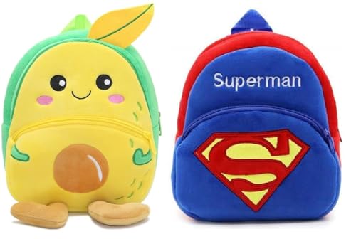 Image of blue tree Cute Boy's and Girl's Plush Bag Medium Quality Full Embroidery Designs Mini Travel Backpack Mango (Mango-Superman)
