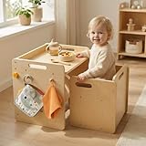 Montessori Table and Chair Set - Adjustable Toddler Weaning Table with Storage Box & Table Mat, Baby Furniture Gift for 1-3 Year Old Kids Learning, Play and Mealtime