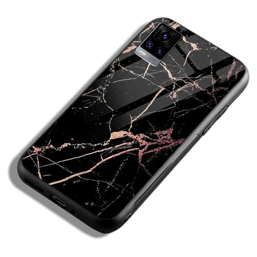 Image of COLORflow Back Cover Compatible with Vivo V20 | Black Marble Golden | Shockproof TPU Bumper Cover with Camera Protection Back Cover Compatible with Vivo V20