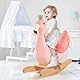 FUNLIO Flamingo Baby Schaukelpferd für Kleinkinder von 6 Monaten bis 3 Jahren, süßer und graziler rosa Schwan-Rocker für Mädchen, gefülltes Plüsch-Reittier, einfach zu montieren