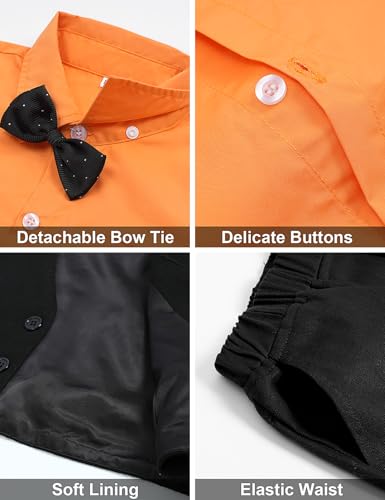 Image of A&J DESIGN Toddler Suit for Boys Easter Gentleman Wedding Formal Outfit Dress Clothes Set Tuxedo Orange Black 4-5T