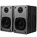 SINGING WOOD T25 Passive 2 Way Bookshelf Speakers 60 Watts (30W x 2) with preinstalled Wall Mount Bracket- Beech Wood Finish, Pair - Receiver or Amplifier Needed to Operate (Black)