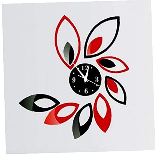 Miroir décoratif horloge murale design feuilles losange bicolore - 3