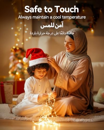 [2 Pack] Fairy Christmas Diwali Lights Battery Operated, 10M/33ft/100 LED Warm White String Light, Waterproof Battery Case, Indoor Lights for Xmas Tree Wedding,Party Events Garden Spring Decoration