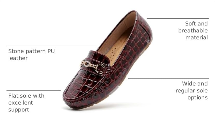 Image of Women's Business Loafers Work Casual Flats Shoes Lightweight Penny PU Leather Slip On Walking Shoes