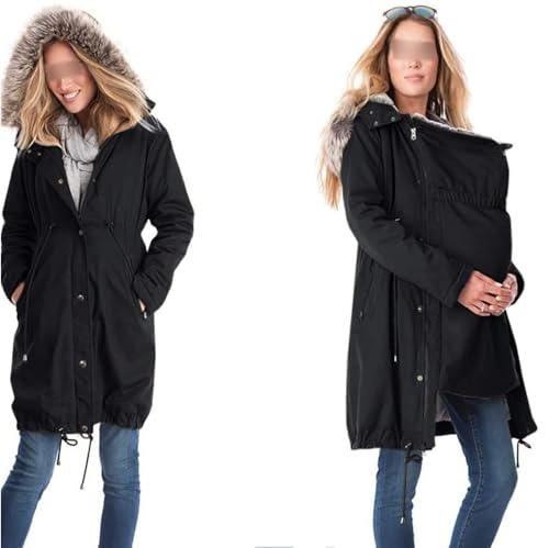 DIXII Chaqueta con Capucha para Portabebés, Cómoda Y Transpirable, De Algodón, 2 En 1, Sudaderas con Capucha De Maternidad De Canguro con Cremallera Y Forro Polar De Manga Larga,002,M