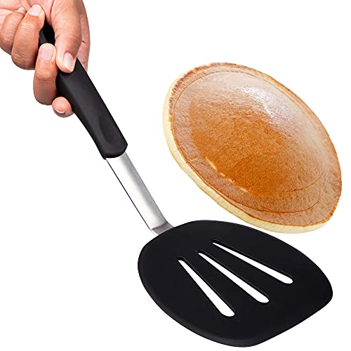 Pancake Spatula Silicone Turner for Nonstick Cookware. Flexible Extra Wide Spatula for Pancake, Egg and Omelette. Large Pancake Flipper. Heat Resistant for Kitchen.