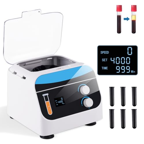 YUCHENGTECH 6X20ml Centrifuge Machine Digital Display Centrifugal Machine Electric Lab Benchtop Centrifuge 4000 rpm 0-999 min Timing 1920xg Centrifugal Force - for 5/7/10ml Centrifuge Tubes 220V