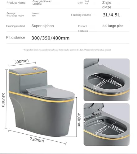 Smart Ceramics Bidet Toilet, Combo de inodoro y bidé con doble descarga, inodoro moderno de una pieza con altura estándar para hogar o hotel, C-720x390x630mm miniatura 7