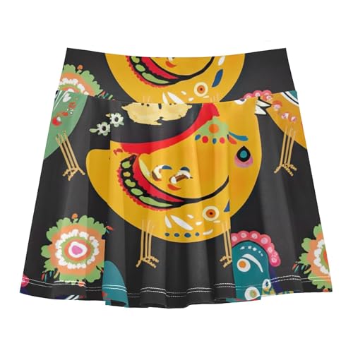 Girls' Shorts Athletic Skorts Kids Tennis Skirts Dance Cheer Skirt Colorful Hens Chicks Floral Black 3t