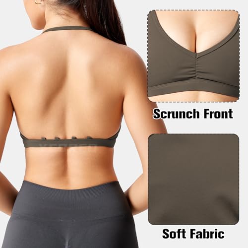 Image of YEOREO CoreFlex Sports Bras for Women Padded Strappy Open Back Workout Top | Light Impact Criss Cross Bra Yoga Gym Crop Top