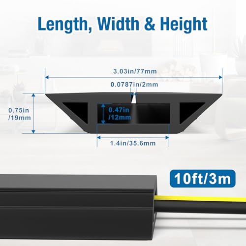 image for Eapele 10 ft Floor Cord Cover Heavy Duty Cable Protector, Easy to Unro