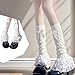 RUIFUU Y2K Kawaii Bow Lace Leg Warmer, White Knitted Leg Warmer for Women Cute Fashion Ankle Warmer Trim Leg Sleeve Socks Lolita Accessories for Women
