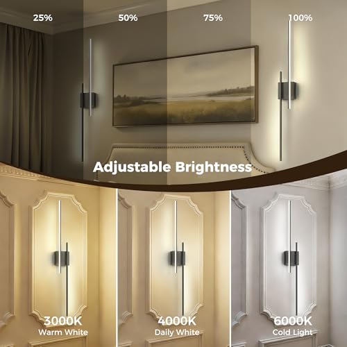Image of L LOHAS LED Battery Operated Wall Sconces, Set of 2, 10000mAh, Black