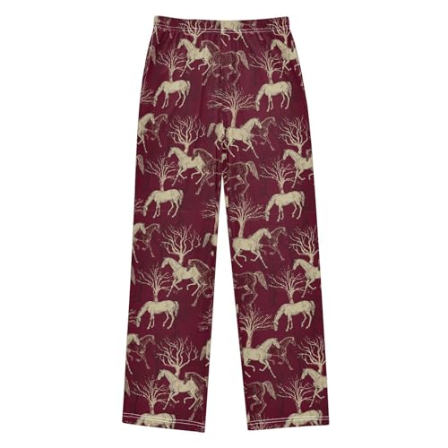 ZZXXB Horse Tree Boys Long Pants Soft Trousers Elastic Waist Kids Lounge Bottoms with Pockets S-XL
