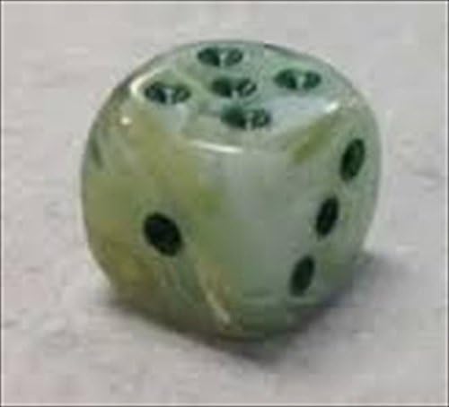 Chessex Manufacturing 27809 12 mm Marble Green With Dark Green Numbers D6 Dice Set Of 36