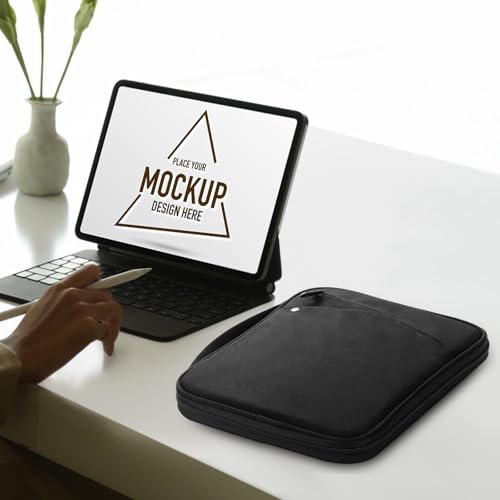 Image of MoKo 7-8 Inch Tablet Sleeve Carrying Case with Handle, Padded Protective Travel Bag for iPad Mini A17 Pro /6th 8.3'', iPad Mini 5 /4 /3 /2th 7.9 inch, Black