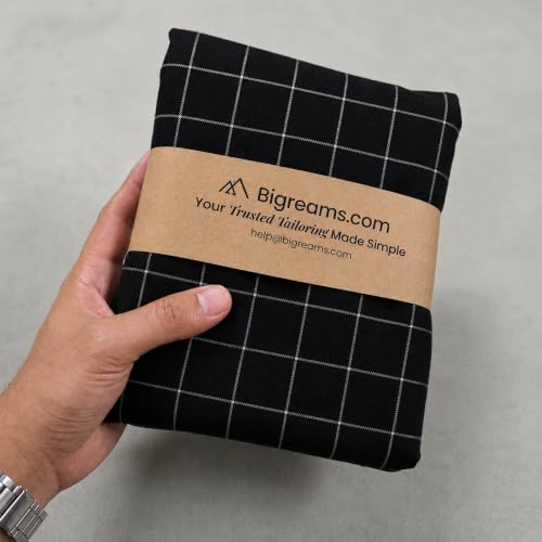 Image of BIGREAMS Unstitched Checkered Suiting Luxury Pants Fabric for Men - 1.5 Meter Pant Piece | Premium Blended Material | Soft Finish | Ideal for Formal Trousers