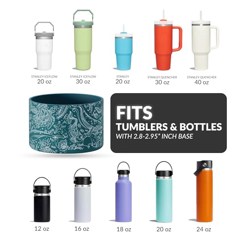 Image of REUZBL Protective Silicone Boot Sleeve for 12-40 oz Hydro Flask Insulated Water Bottles, Protect Our Oceans, Anti-Slip Bottom Cover