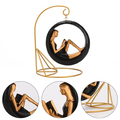 Figura Estatua Resina Mujer Yoga Leyendo 7.1" Alto miniatura 3